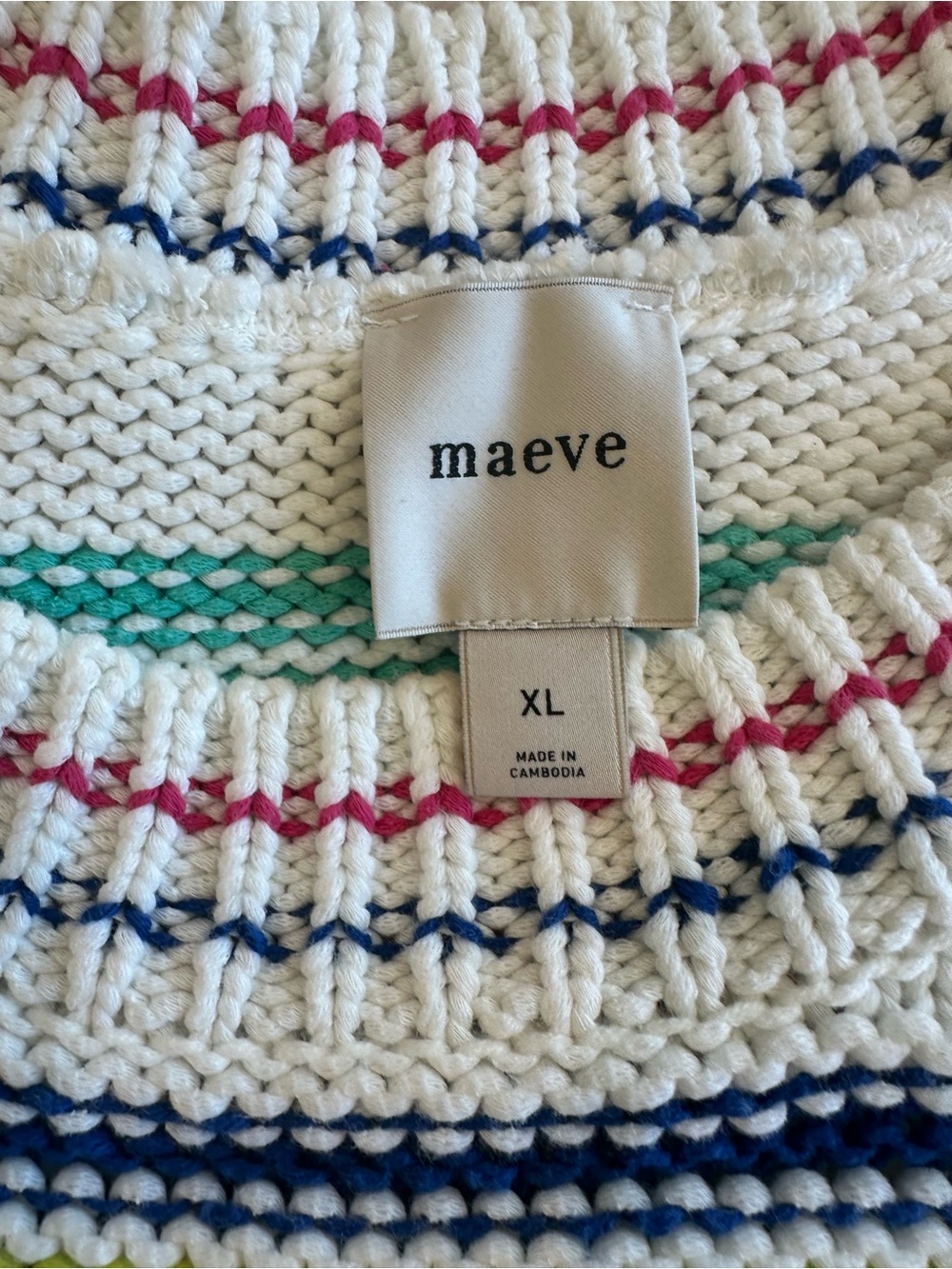 Anthropologie Maeve Multicolor Striped Crewneck Cable Knit Sweater - Picture 5 of 9